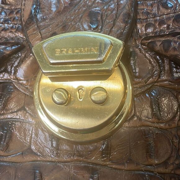 Brahmin Brown Leather Croc Small Shoulder Purse - Picture 4 of 10